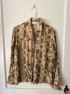 Liz Claiborne Beige Printed Blouse